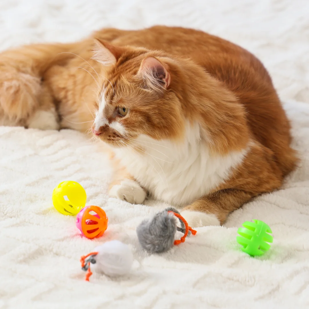 Cat with toys